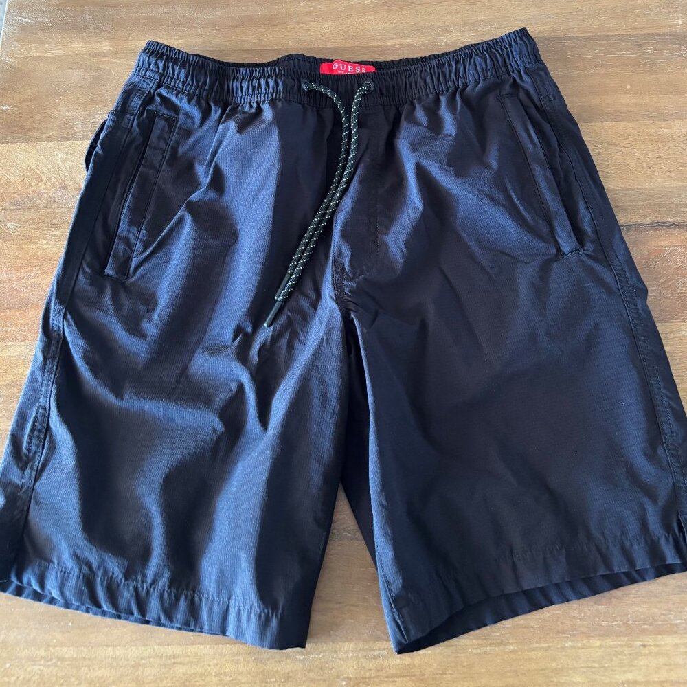Guess‎ Jeans Mens Small Black Lined Drawstring Waist Active Wear Shorts